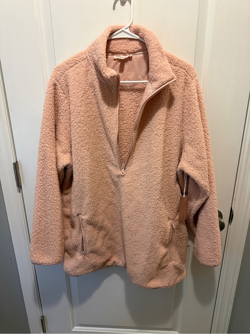 Plush Sherpa Quarter-Zip Jacket - Dusty Pink